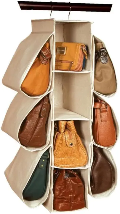 10-Pocket Hanging Handbag & Purse Organizer — Nonwoven Closet Storage
