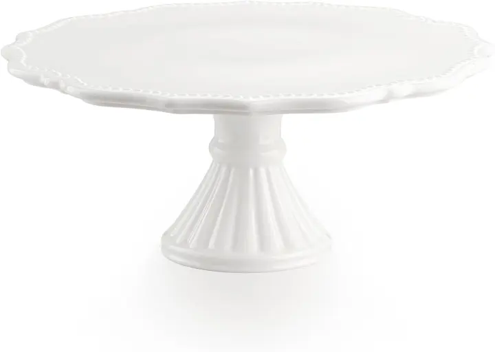 12-inch Ceramic Cake Stand with Relief Rim — Dessert Pedestal