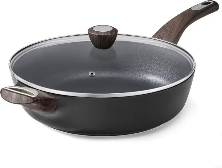 13.3-Inch Deep Nonstick Frying Pan Skillet with Lid — 6 Qt Induction Ready