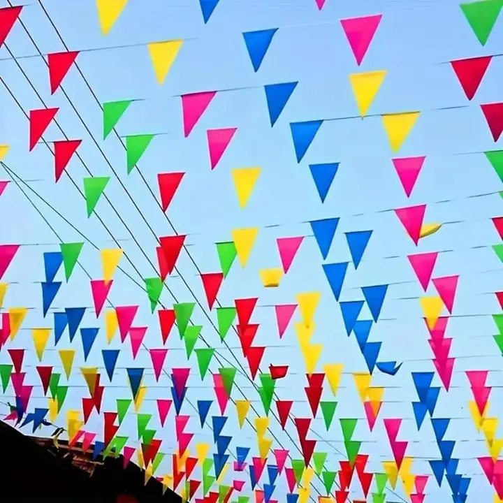 150-Piece 260ft Triangle Pennant Bunting — Multicolor Party Flags