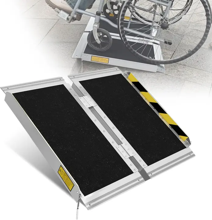 2 ft Folding Aluminum Wheelchair Ramp — Portable, 800 lb Capacity