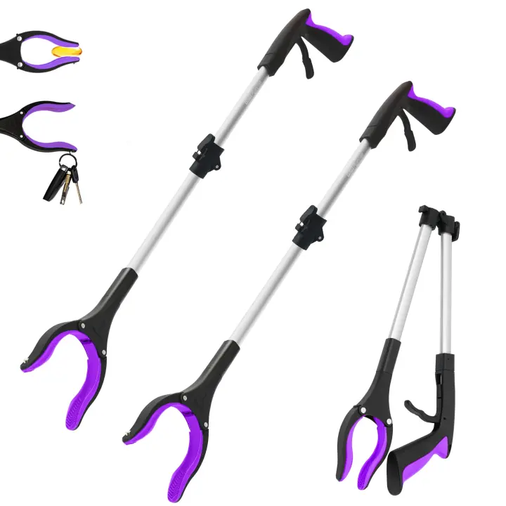 2-Pack 32" GrabRunner Heavy-Duty Reacher & Magnetic Picker (Purple)