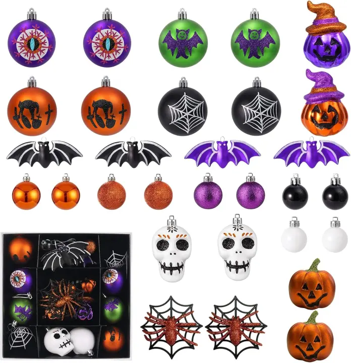 30-Piece Shatterproof Halloween Tree Ornaments Set