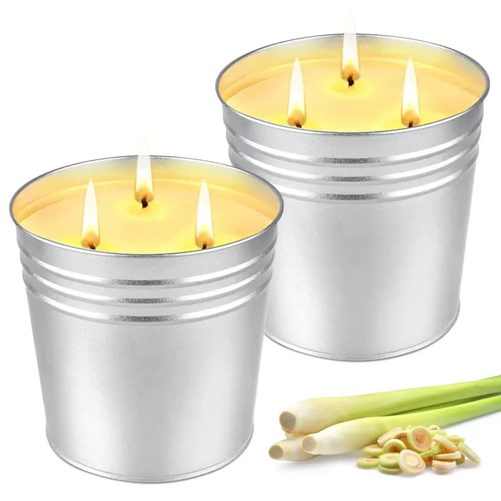 34 oz Citronella Outdoor Candle (3-Wick) — Large Soy Tin, 2-Pack