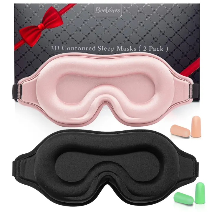 3D Contoured Memory-Foam Sleep Mask — Blackout Eye Mask 2-Pack