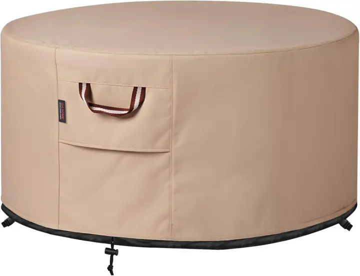 48" Round Fire Pit Cover — 900D Heavy-Duty, Fully Waterproof, UV-Resistant