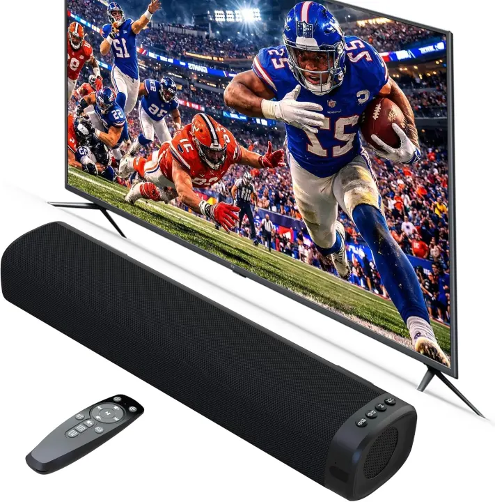 50W TV Sound Bar — Bluetooth 5.4, Optical/AUX, Remote, Wall-Mountable