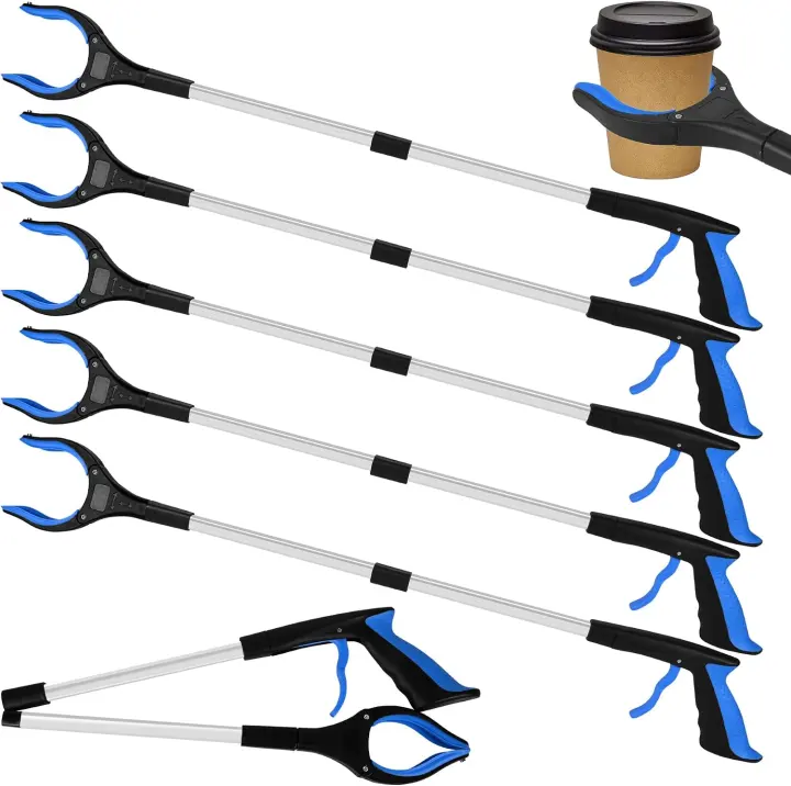 6-Pack 32" Foldable Grabber Reacher Tool — Trash Picker for Seniors