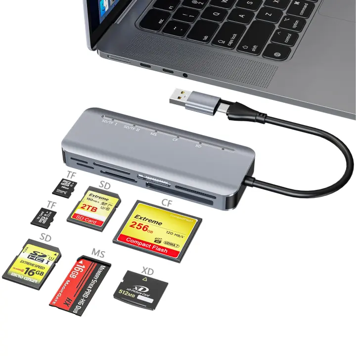 7-in-1 USB-C Memory Card Reader — Multi-Format Card Hub