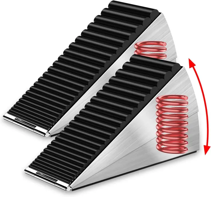 Adjustable 3-inch Heavy-Duty Spring Door Stoppers — 2-Pack