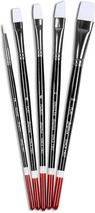 Angelus 5-Piece Synthetic Brush Set — Round, Flat & Filbert