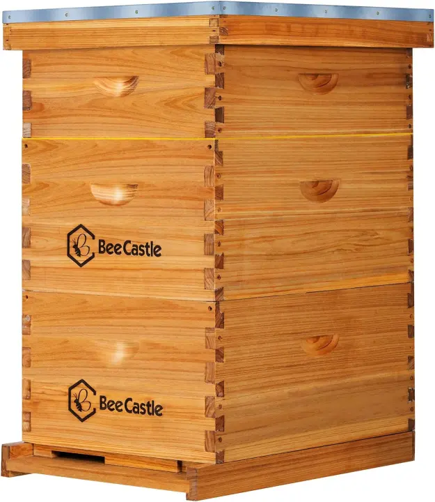Beeswax-Coated 10-Frame Langstroth Beehive Kit (2 Deep, 1 Medium)