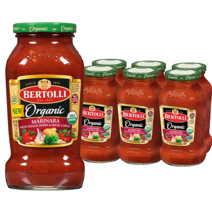 Bertolli Organic Marinara Sauce — Organic Pasta Sauce, 24 oz Jars (6-Pack)