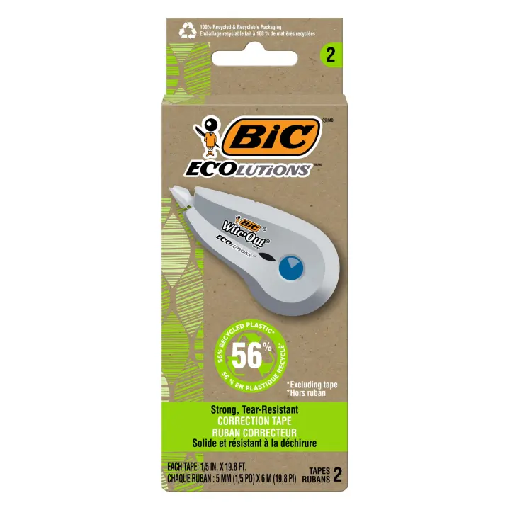 BIC Ecolutions Wite-Out Correction Tape — 2-Pack (19.6 ft ea)