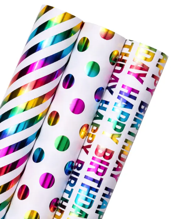 Birthday Wrapping Paper Rolls — Mini 3-Pack (17 x 120 in)