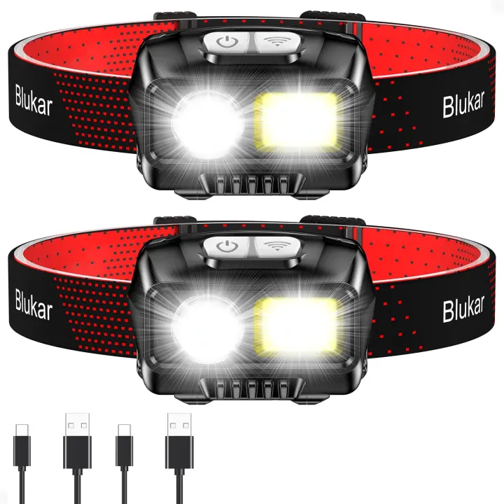 Blukar 2000-Lumen Rechargeable LED Headlamp — Motion Sensor & 8 Modes