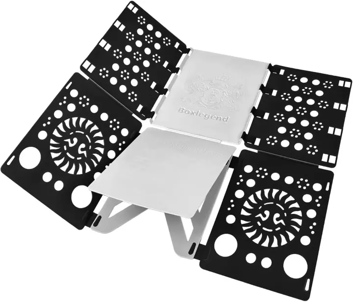BoxLegend V3 Shirt Folding Board — Durable Plastic Clothes Folder (Black & White)