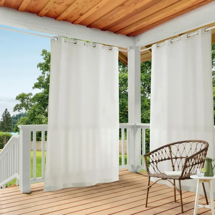 Cabana Heavyweight Indoor/Outdoor Grommet Curtains — 2-Pack 54x96, Vanilla