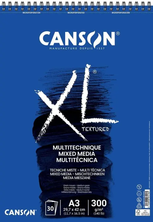 Canson XL Mix-Media A3 Spiral Pad — 300 g/m², 30 Sheets