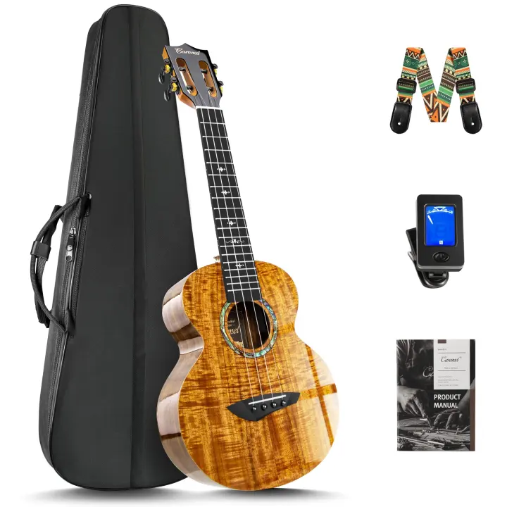 Caramel CAG28 23" Glossy Curly Acacia Concert Ukulele