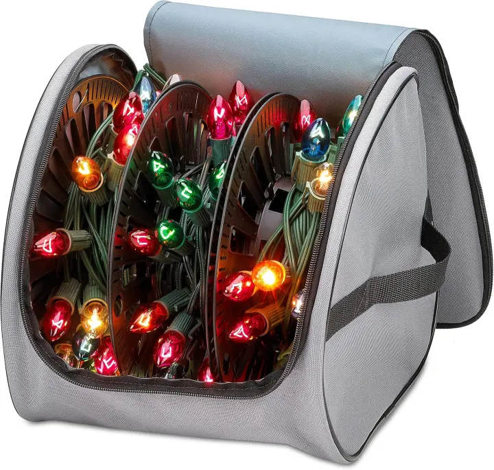 Christmas Light Storage Bag with 600D Fabric and 3 Wind-Up Reels