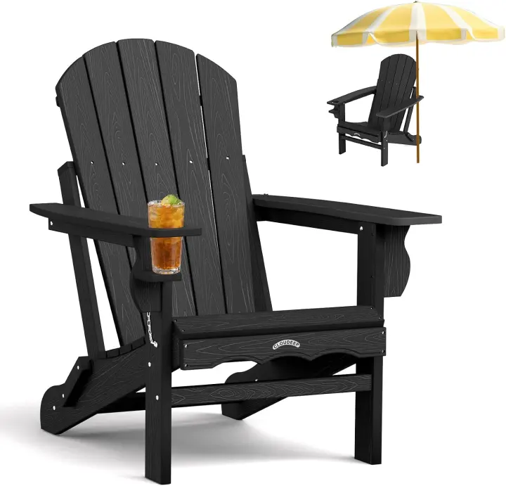 CLOUDEEP Folding Adirondack Chair — HDPE All-Weather Outdoor Seat