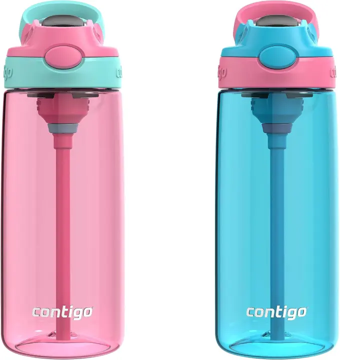 Contigo Aubrey 20oz Kids Water Bottles — 2-Pack, Azalea/Jade & Blue Raspberry