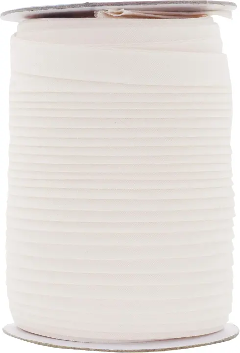 Cream 1/2" (13 mm) Double-Fold Polyester Bias Tape — 55 yd Roll