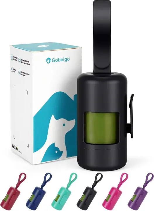 Durable Dog Poop Bag Holder with Used-Bag Hook — Black