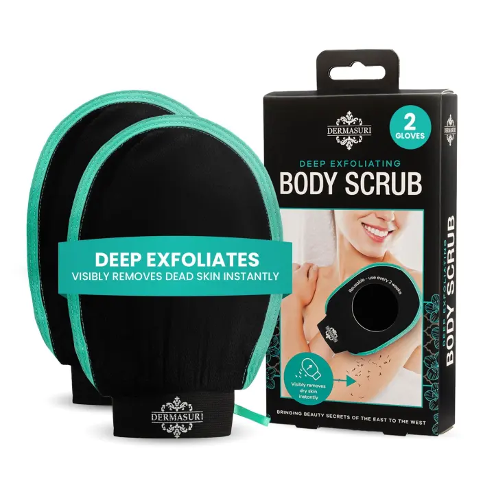 Exfoliating Body Mitts (2-Pack) — Reusable Deep-Exfoliation Gloves
