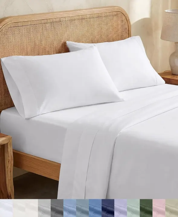 GOTS-Certified Organic Cotton King Percale Sheet Set — 15" Deep Pocket