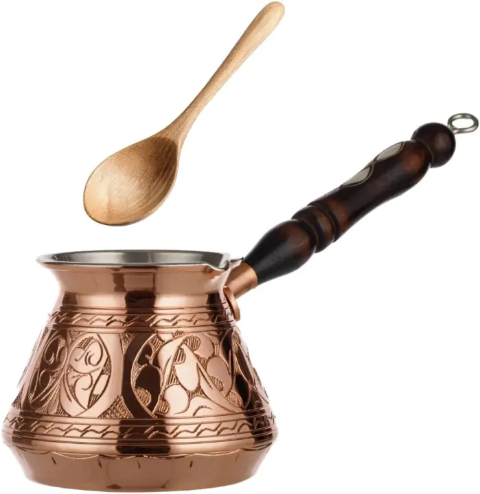 Hand‑Engraved 1mm Copper Turkish Coffee Pot (Cezve) — 9 fl oz