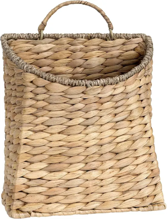 Handwoven Water Hyacinth Hanging Basket — Wicker Wall Planter