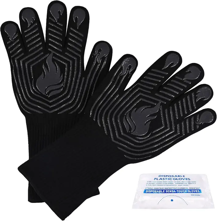 Heat-Resistant Silicone BBQ Grilling Gloves — Fireproof Oven Mitts