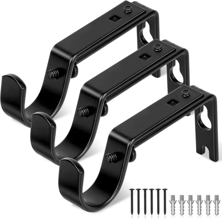 Heavy-Duty Adjustable Curtain Rod Brackets — 1" Rod Holders (3-Pack)