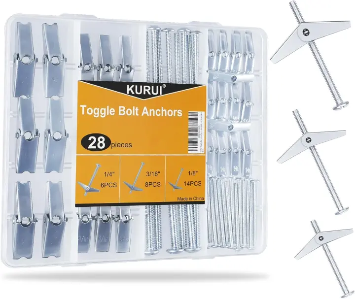 Heavy-Duty Hollow Wall Toggle Bolt & Wing Nut Kit — 28pc Anchors