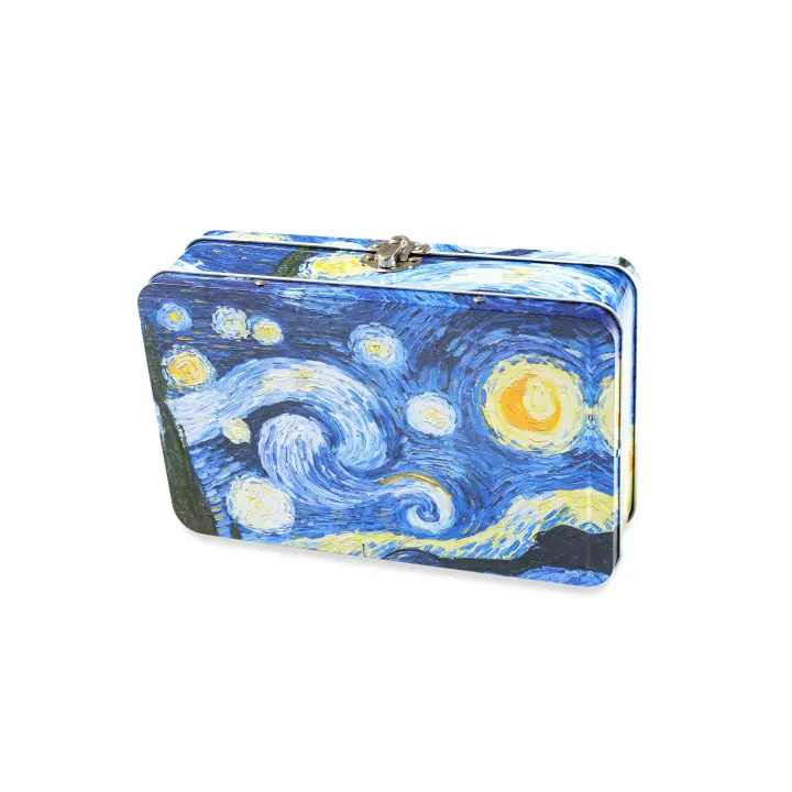 Hinged Metal Storage Box — Small Decorative Tin for Desk & Crafts