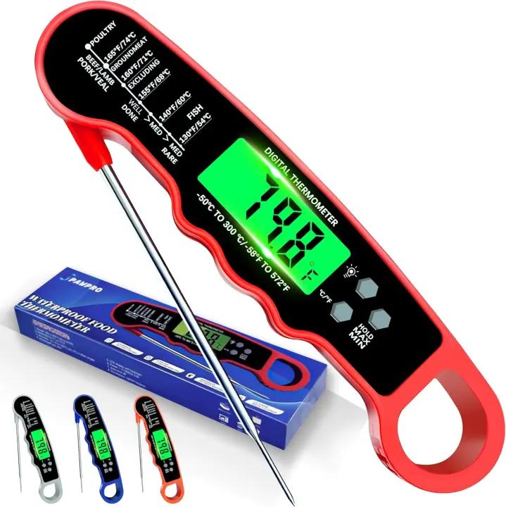 Instant-Read Digital Meat Thermometer — Waterproof, Backlit Probe