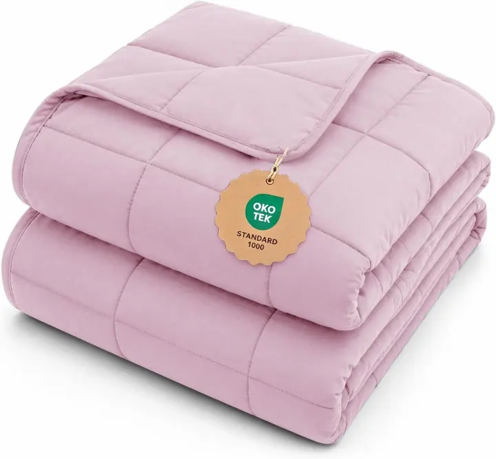 L'AGRATY 15 lb Weighted Blanket — 48 x 72 in Twin Throw (Pink)