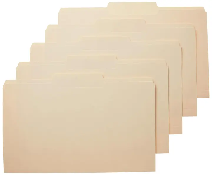 Legal-Size Manila File Folders, 1/3-Cut Tabs, Reinforced, 100-Pack