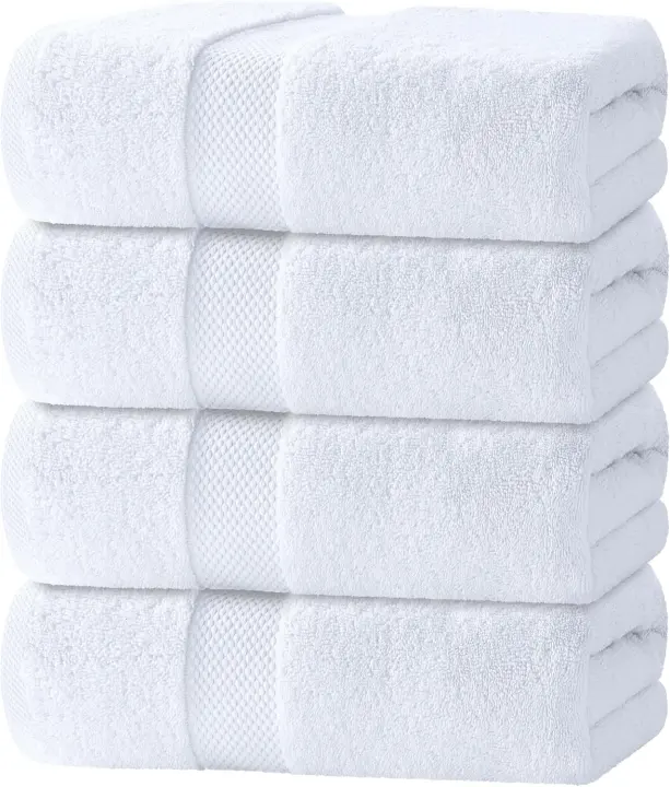 Luxury White Turkish Cotton Bath Towels — 4-Pack, 27x54, 700 GSM