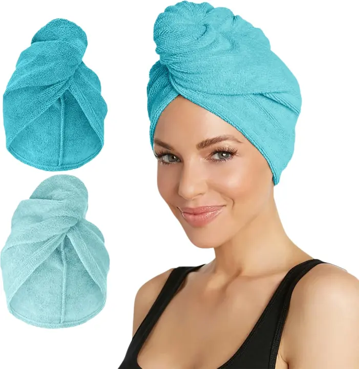 Microfiber Hair Turban 2-Pack — Lightweight, Hands-Free Drying Wrap