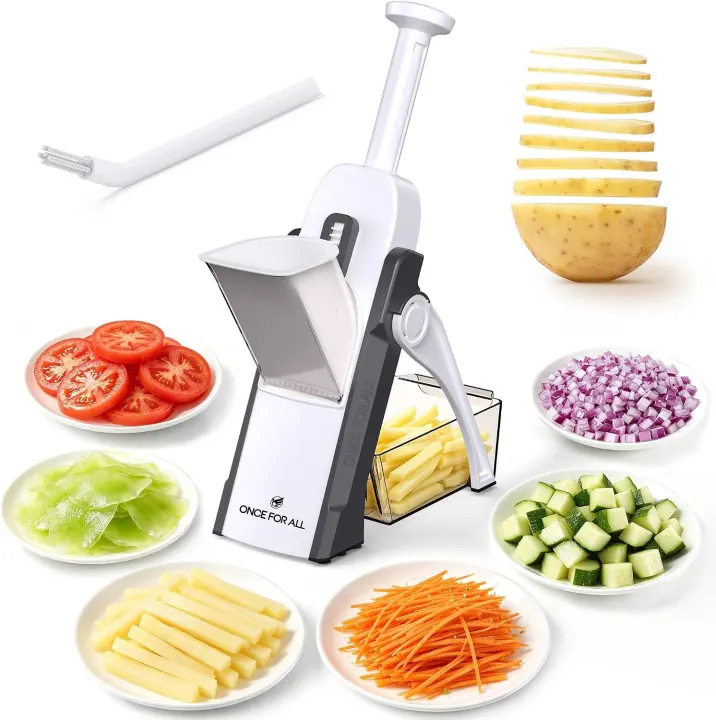 Once For All Safety Mandoline Slicer — All-in-One Veg Cutter (Gray)