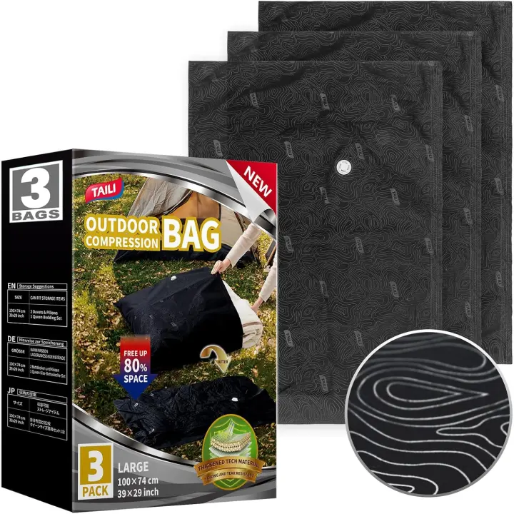 Outdoor Vacuum Storage Bags — 3-Pack Heavy-Duty 39x29 in