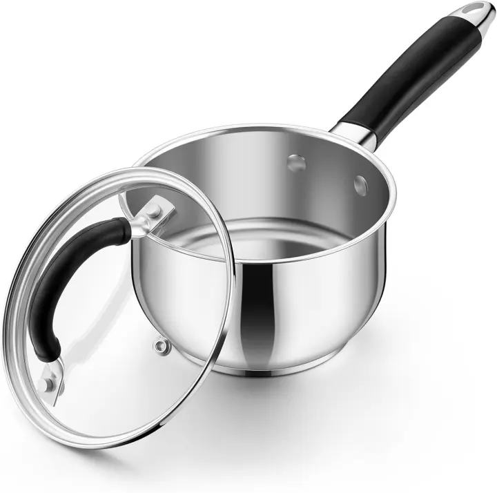 P&P CHEF 1-Quart Stainless Steel Saucepan with Glass Lid