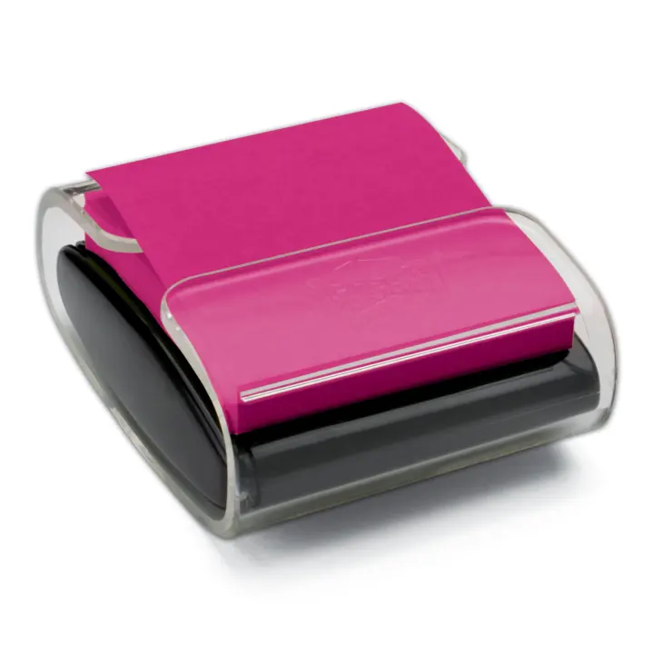 Pop-up Sticky Note Dispenser, 3 x 3 in — Black Base with Clear Top
