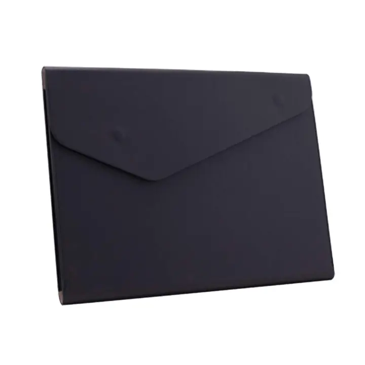 PU Leather A4 Document Envelope Folder with Magnetic Closure — Black
