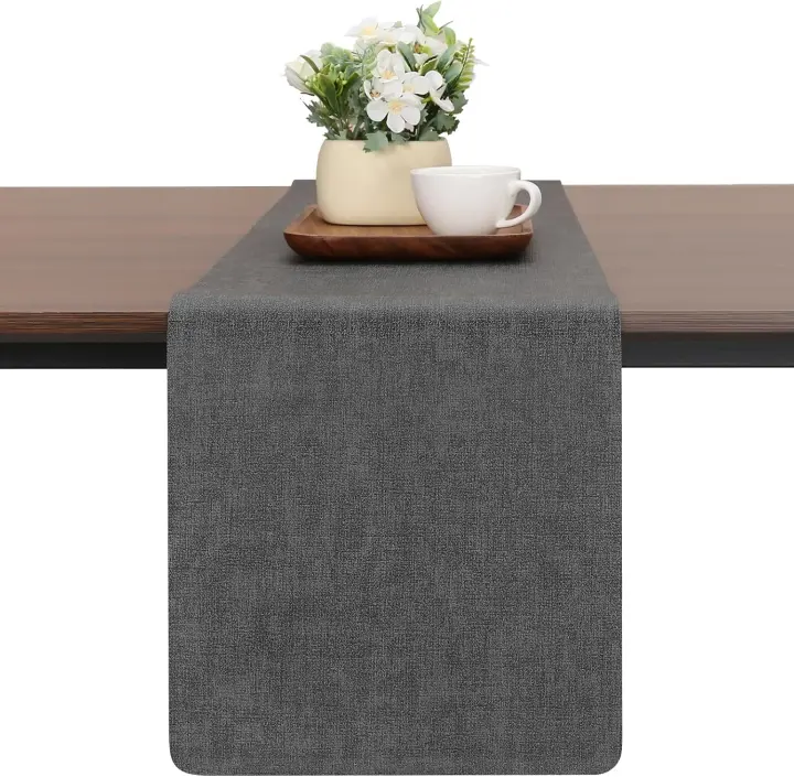 Reversible Faux Leather Table Runner — 72 x 12 Inch Protective Runner