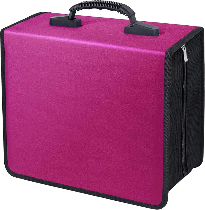 Siveit 400-Disc CD/DVD Zip Binder — Storage Album (White/Rose)