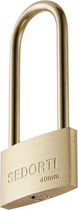 Solid Brass Weatherproof Padlock with Long Shackle — 1.5 in Body